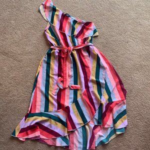 Merry Go Round Striped One Shoulder Dress